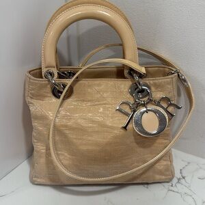 Authentic Christian Dior Lady Beige Hand Bag